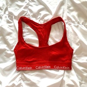 Red Calvin Klein Ribbed Bralette